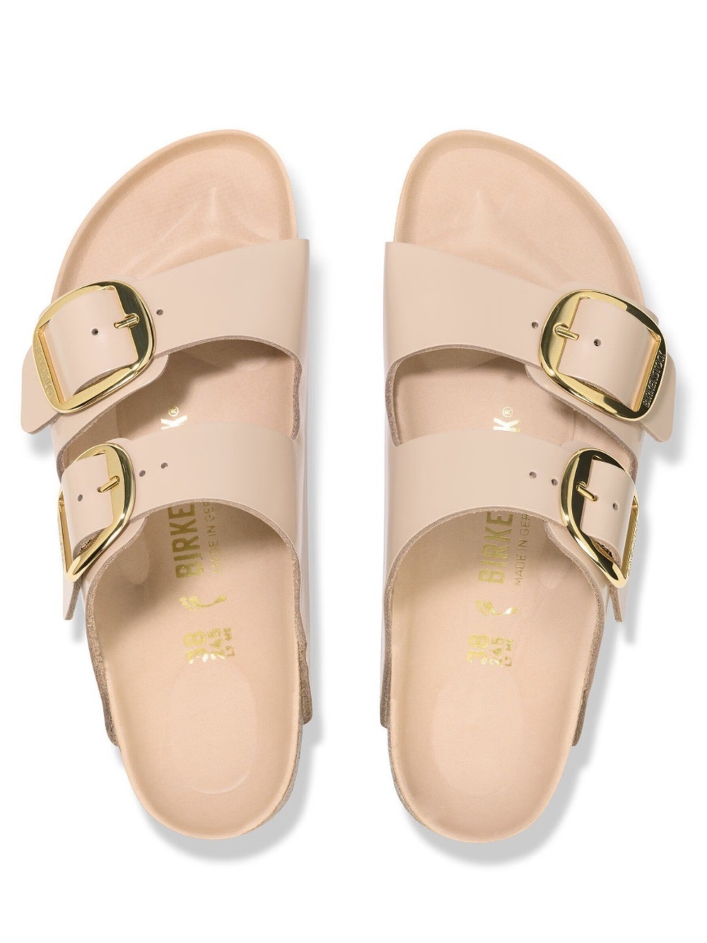 NEW Birkenstock Arizona Big Buckle High Shine, Beige, EU 40 (9.5)